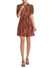 Saloni Women's Penny Print Belted Mini Dress In Tide Olive