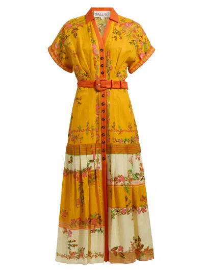 Saloni Riya Dress 2462 Zinnia Sunset Plmt In Yellow