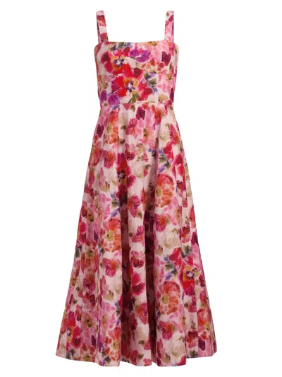 Saloni Women's Sabrina Floral Midi-dress In Pink