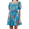Saloni Yashi Short Dress In Mosaic In Blue