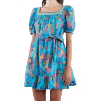 Saloni Yashi Short Dress In Mosaic In Blue