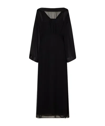 Saloni Yuki Layered Organza And Silk Maxi Dress In Black