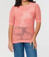 Saloos Cotton Leaf Fishnet Jumper In Peach In Pink