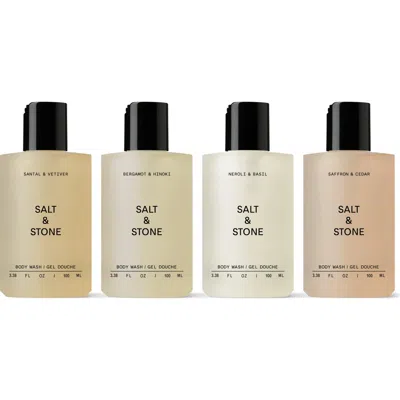 Salt & Stone Body Wash Discovery Set $56 Value In Transparent
