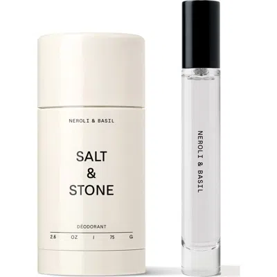 Salt & Stone Neroli & Basil Deodorant & Mini Body Mist Set $30 Value In White