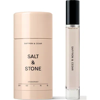 Salt & Stone Saffron & Cedar Deodorant & Mini Body Mist Set $30 Value In Neutral