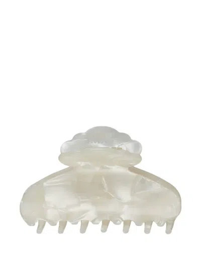 Salt & Wave Flower-embellished Claw Clip In White