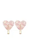 Salt & Wave Quartz Heart Heart-shaped Hair Clips (set Of Two) In Pink
