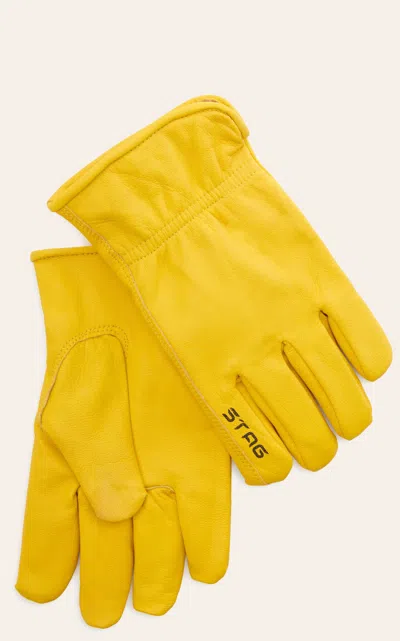 Salt City Golden Stag Fleece Lined Elkskin Leather Work Gloves In Yellow