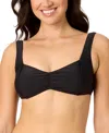 Salt + Cove Juniors' Center-ruched V-neck Bikini Top, Exclusively At Macy's In Black