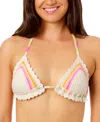 Salt + Cove Salt Cove Juniors Crochet Halter Triangle Bikini Top Floral Side Tie Bikini Bottoms Exclusively At M In Cream
