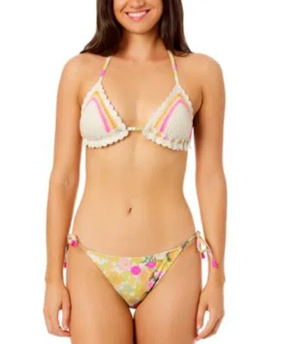 Salt + Cove Salt Cove Juniors Crochet Halter Triangle Bikini Top Floral Side Tie Bikini Bottoms Exclusively At M