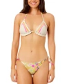 Salt + Cove Salt Cove Juniors Crochet Halter Triangle Bikini Top Floral Side Tie Bikini Bottoms Exclusively At M In Cream