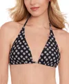 Salt + Cove Juniors' Daisy-print Triangle Bikini Top, Created For Macy's In Black Multi