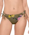 Salt + Cove Juniors' Floral-print Side-tie Bikini Bottoms, Exclusively At Macy's In Sage Green