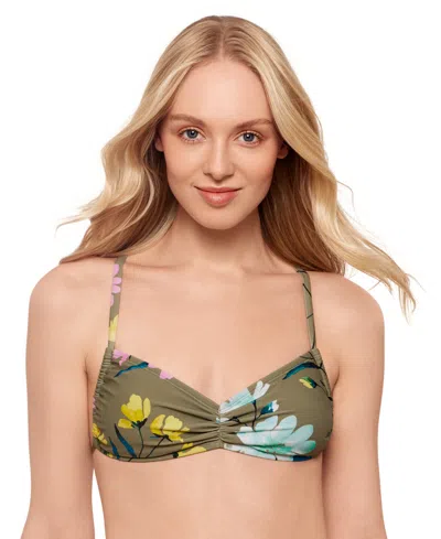 Salt + Cove Juniors' Floral-print Sweetheart Bikini Top, Exclusively At Macy's In Sage Green