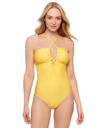 Salt + Cove Juniors' Keyhole One-piece Swimsuit, Exclusively At Macy's In Lemon Drop
