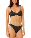 Salt + Cove Salt Cove Juniors Lurex Twist Front Bralette Bikini Top Scrunch Hipster Bottoms Exclusively For Macy In Black