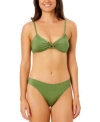 Salt + Cove Salt Cove Juniors Lurex Twist Front Bralette Bikini Top Scrunch Hipster Bottoms Exclusively For Macy In Green