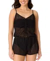 Salt + Cove Juniors' Medallion Crochet Front-drawstring Romper, Exclusively At Macy's