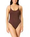 Salt + Cove Juniors' Metallic One-piece Swimsuit, Exclusively At Macy's In Chocolate Chip