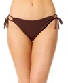 Salt + Cove Juniors' Metallic Side-tie Bikini Bottoms, Exclusively At Macy's In Chocolate Chip