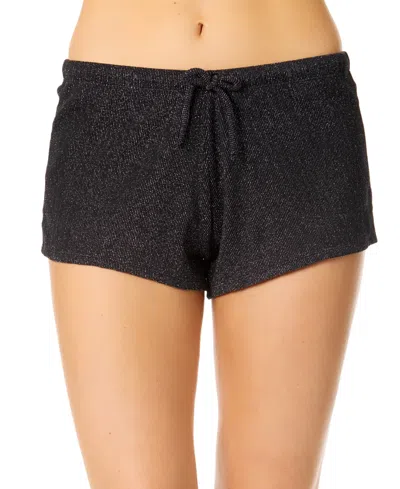 Salt + Cove Juniors' Metallic Swim Shorts, Exclusively At Macy's In Black
