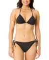 Salt + Cove Salt Cove Juniors Metallic Triangle Bikini Top Bottoms Exclusively At Macys In Black