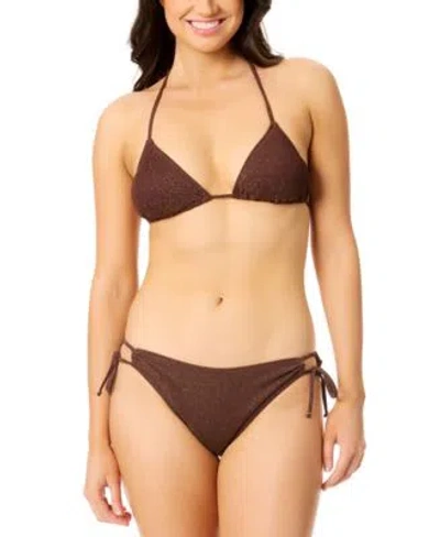 Salt + Cove Salt Cove Juniors Metallic Triangle Bikini Top Bottoms Exclusively At Macys In Chocolate Chip