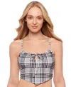 Salt + Cove Salt Cove Juniors Plaid Tie Front Hankini Top Hipster Bottoms Exclusively At Macys In Black,white