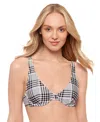 Salt + Cove Juniors' Plaid Underwire Bikini Top, Exclusively At Macy's In Black,white