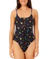 Salt + Cove Juniors' Printed Lace-up Scoop-neck One-piece Swimsuit, Exclusively At Macy's In Floral Bouquet