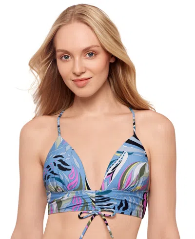 Salt + Cove Juniors' Printed Push-up Midkini Top, Exclusively At Macy's In Blue Bell