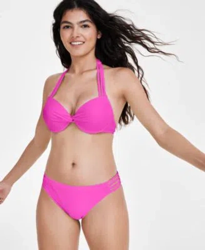 Salt + Cove Salt Cove Juniors Push Up Bikini Top Strappy Hipster Bottoms Created For Macys In Pink