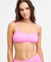Salt + Cove Juniors' Rib Scrunch Scoop-neck Bralette Bikini Top, Exclusively At Macy's In Pink