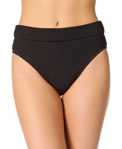 Salt + Cove Juniors' Ribbed Banded High-waisted Swim Bottoms, Exclusively At Macy's In Black