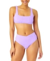 SALT + COVE SALT COVE JUNIORS RIBBED SQUARE NECK BIKINI TOP RIBBED V WAIST BIKINI BOTTOMS CREATED FOR MACYS