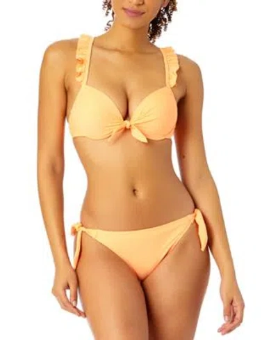Salt + Cove Salt Cove Juniors Ruffle Strap Push Up Bikini Top Side Tie Bikini Bottoms Created For Macys In Peach