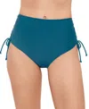 Salt + Cove Juniors' Shirred High-waist Bikini Bottoms, Exclusively At Macy's In Deep Seas
