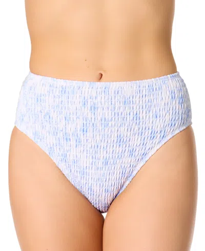 Salt + Cove Juniors' Smocked High-waist Swim Bottoms, Exclusively At Macy's In Blue