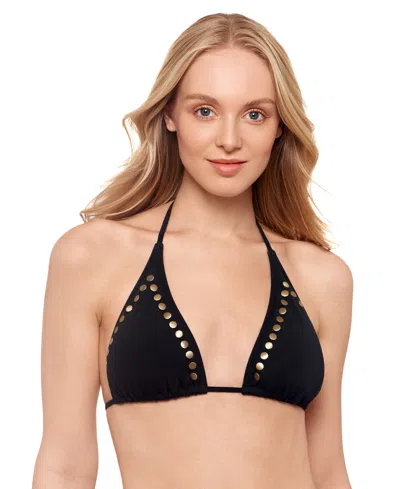 Salt + Cove Juniors' Studded Convertible Bikini Top, Exclusively At Macy's In Black