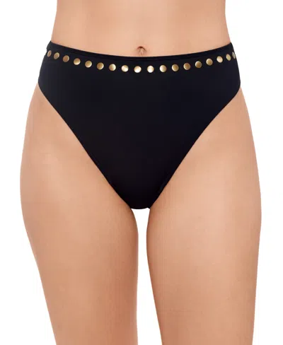 Salt + Cove Juniors' Studded High-waist Bikini Bottoms, Exclusively At Macy's In Black