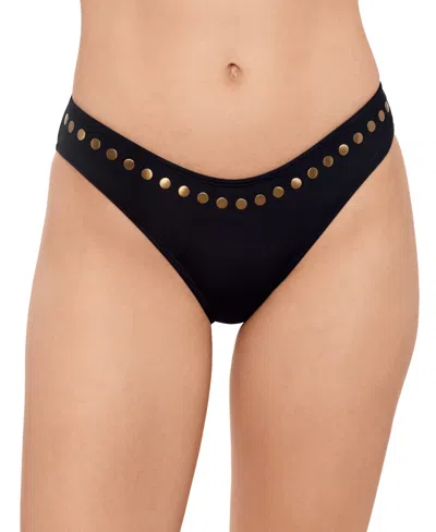 Salt + Cove Juniors' Studded Hipster Bikini Bottoms, Exclusively At Macy's In Black