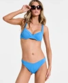 Salt + Cove Salt Cove Juniors Wavy Underwire Bralette Bikini Scrunch V Front Hipster Bottoms Exclusively For Mac In Tangerine Zing