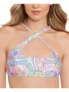 Salt + Cove Juniors Womens Criss-cross Printed Bikini Swim Top In Multi