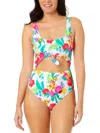 Salt + Cove Juniors Womens Cut-out Knot-front One-piece Swimsuit In Multi