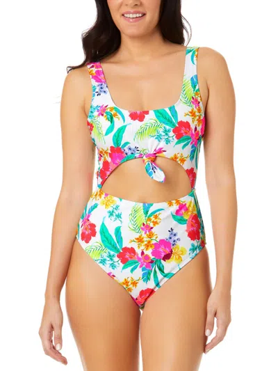 Salt + Cove Juniors Womens Cut-out Knot-front One-piece Swimsuit In Multi