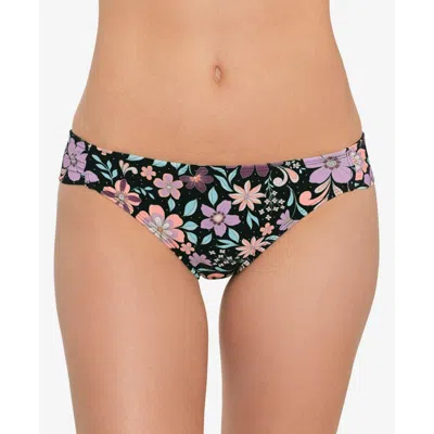 Salt + Cove Juniors Womens Floral Print Hipster Swim Bottom Separates In Retro Floral Black Multi