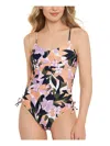 Salt + Cove Juniors Womens Floral Print Lace-up One-piece Swimsuit In Multi
