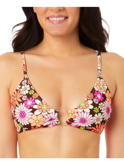 Salt + Cove Juniors Womens Floral Print O-ring Bikini Swim Top In Multi